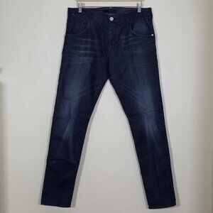 Calvin Klein Jeans Men 36x32 Navy Regular Slim Pockets Grunge Stretch Distressed